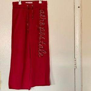 *BRAND NEW* Aeropostale Bright Red Long Straight Comfy Sweatpants W Sparkle Logo